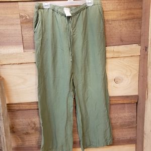 Ladies olive green 55% linen Pants